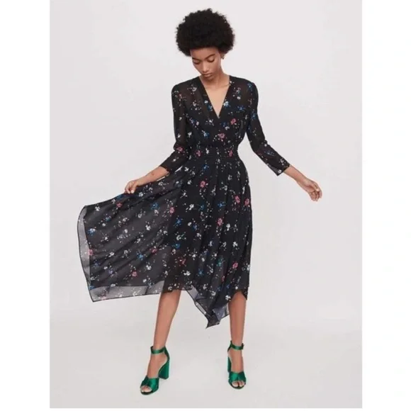 Maje Rayema Handkerchief Hem Printed Maxi Dress - Picture 2 of 9